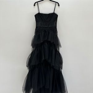 NWT BCBG Black Tulle Gown. SZ 8
